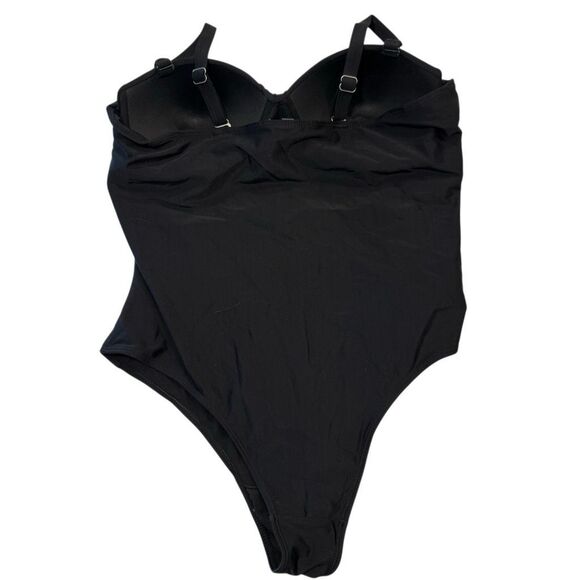Missguided Plus Ruched High Waist Underwire One-Piece Swimsuit Black Size 12 - Picture 4 of 5